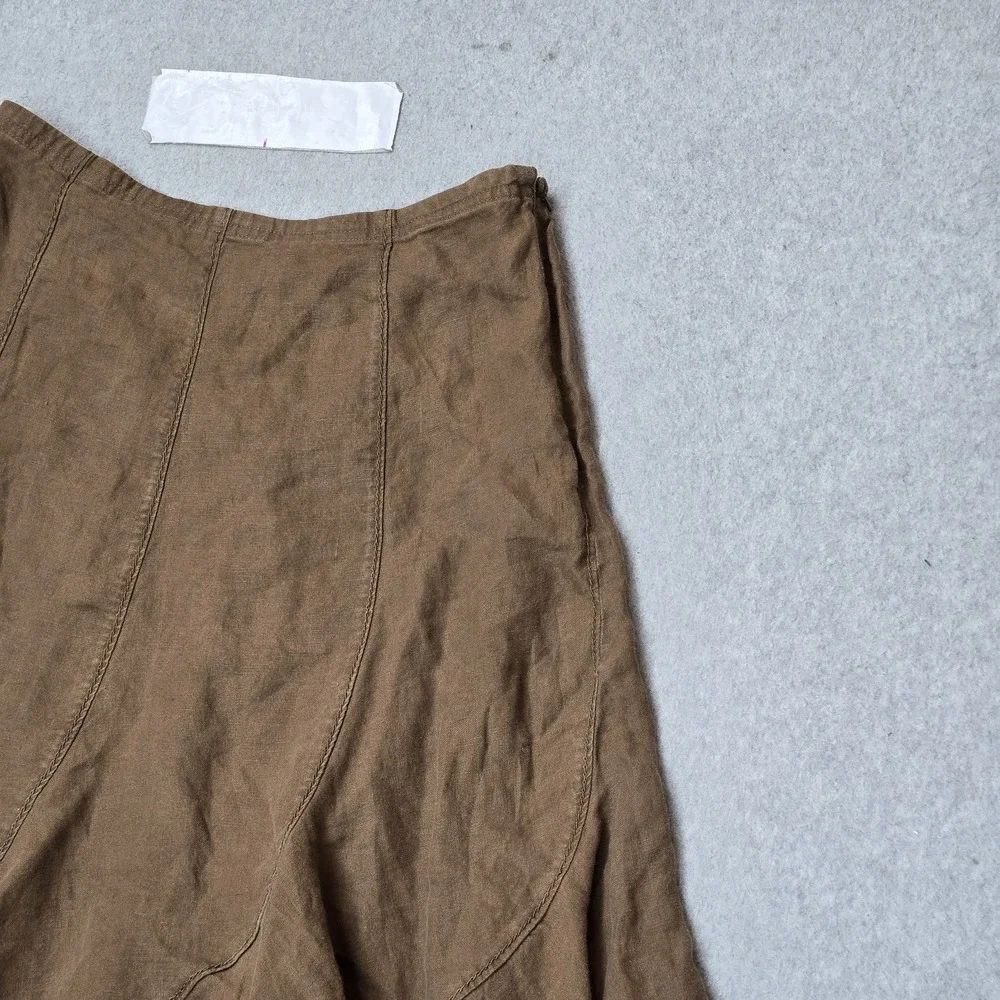 J Jill Women Skirt 8P Brown Linen A-Line Coastal Beach